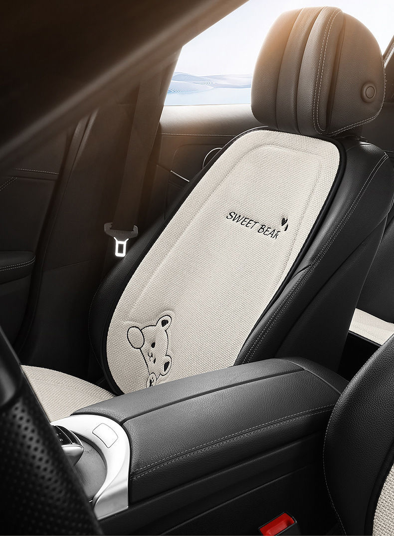 Seat cushion, linen single-piece seat cover, rear seat cushion, suitable for all seasons, cartoon design, for car interiors, for women