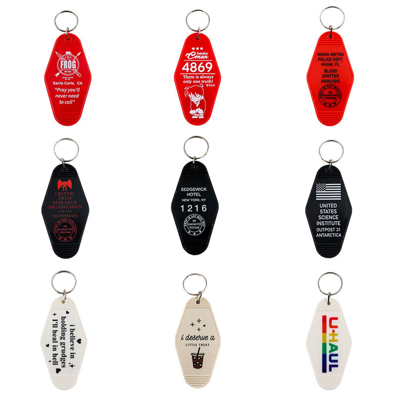 Cross-Border Popular Retro-Style Hotel Keychain, Simple Diamond-Shaped Text Number Plate, Fashionable Motel Keychain