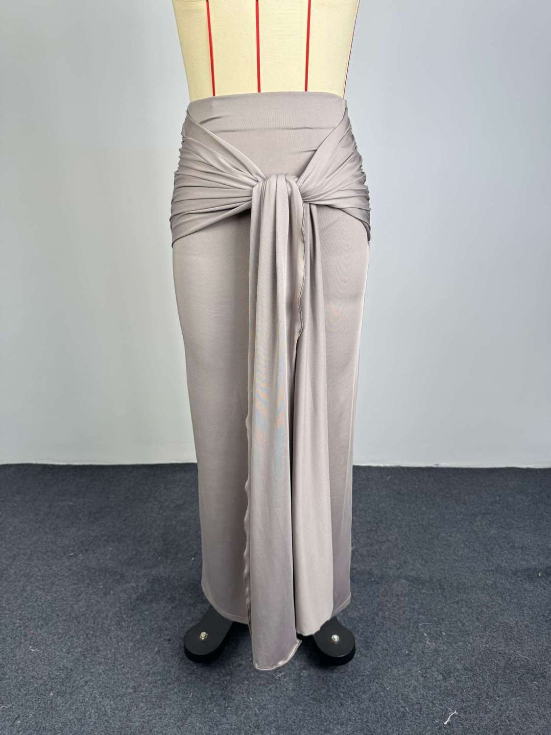 Women's Clothing Summer Style Women's Elegant Solid Color Sleeveless Top And Tie Up Slim Skirt Set Clothing_ecoleips.com