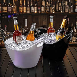 8L双层冰桶酒吧KTV啤酒红酒香槟加厚双把创意家用塑料元宝冰桶