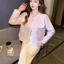 小香风毛衣外套2025秋冬季新款法式名媛水貂高级气质针织开衫上衣