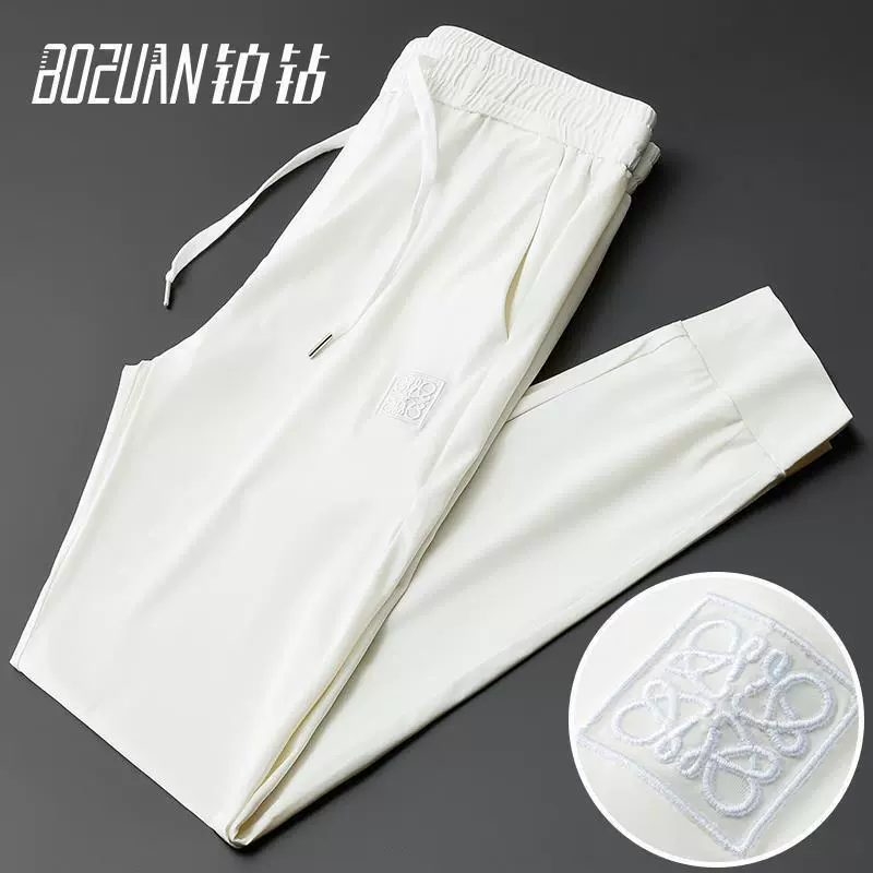 Повседневные мужские брюки из ледяного шелка, ультратонкие летние спортивные брюки высокого класса, свободная шелковистая мужская одежда прямого кроя, высококачественная одежда