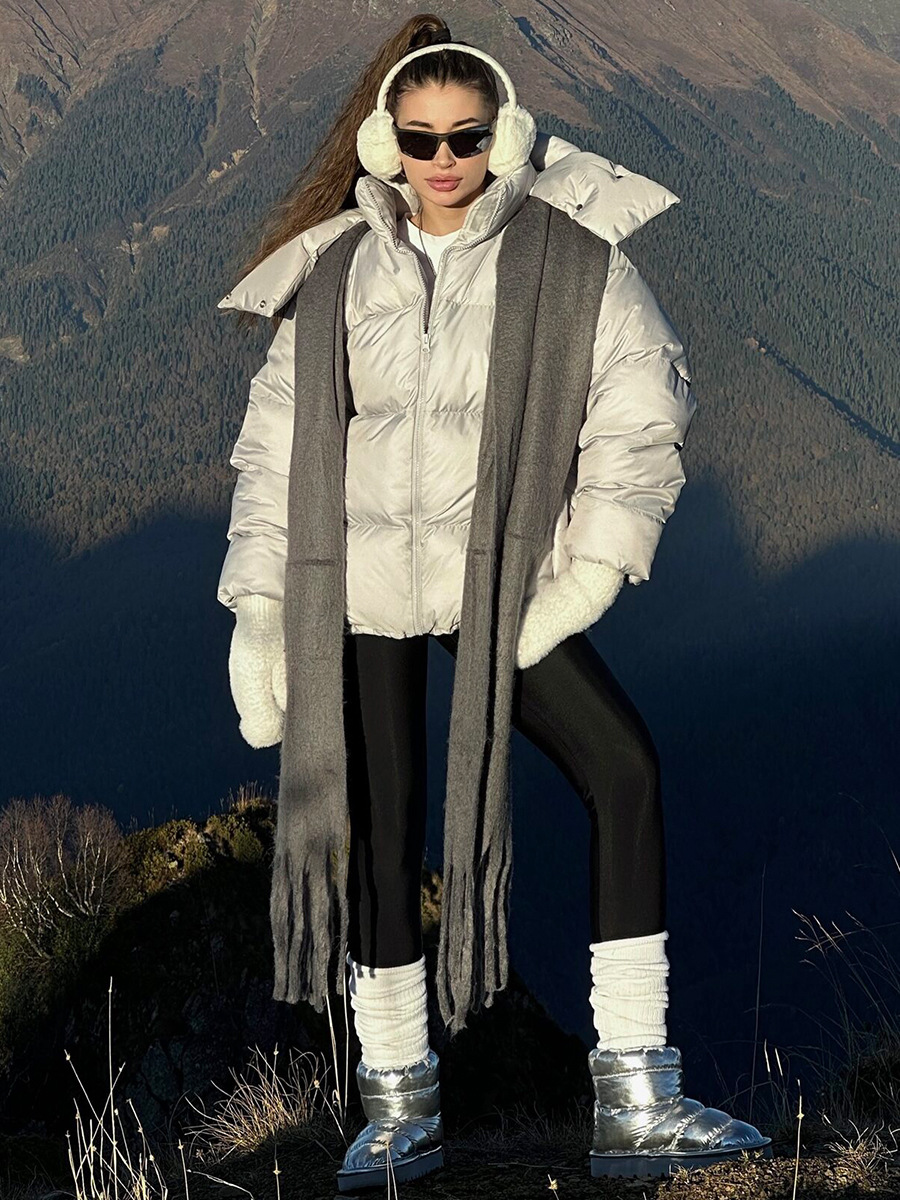 Trajes de pan transfronterizos para mujeres Europa y América en invierno 2025 nuevo estilo de calentamiento, chaqueta de algodón suelta, chaqueta de algodón gruesa