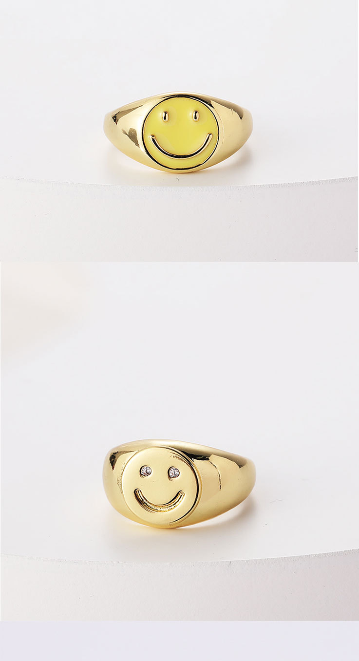 fashion new smiling face dream dripping oil opening adjustable copper ringpicture1