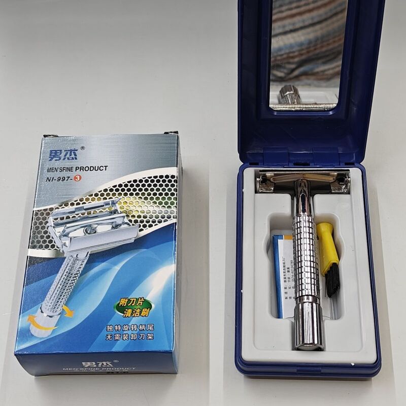 Authentic Men's Double-Edged Vintage Razor Holder, Manual Washable Stainless Steel Men's Vintage Metal Shaving Razor