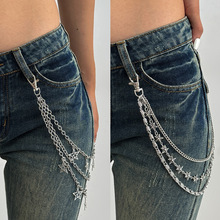 欧美跨境饰品 朋克时尚五角星多层裤链 百搭十字架流苏牛仔裤挂饰