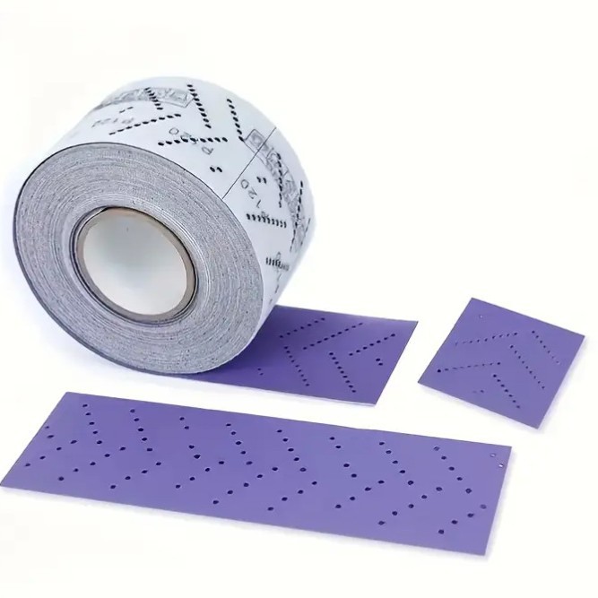 跨境7cm*12m陶瓷磨料V型砂纸卷璇风多孔汽车无尘植绒砂纸