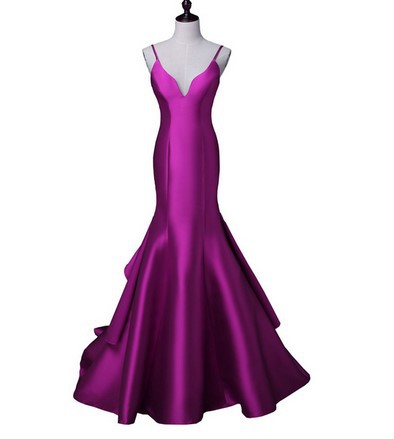 Europa y América del comercio exterior Amazon AliExpress deseo nuevo elegante simple Correa fishtail satén vestido de noche se puede personalizar