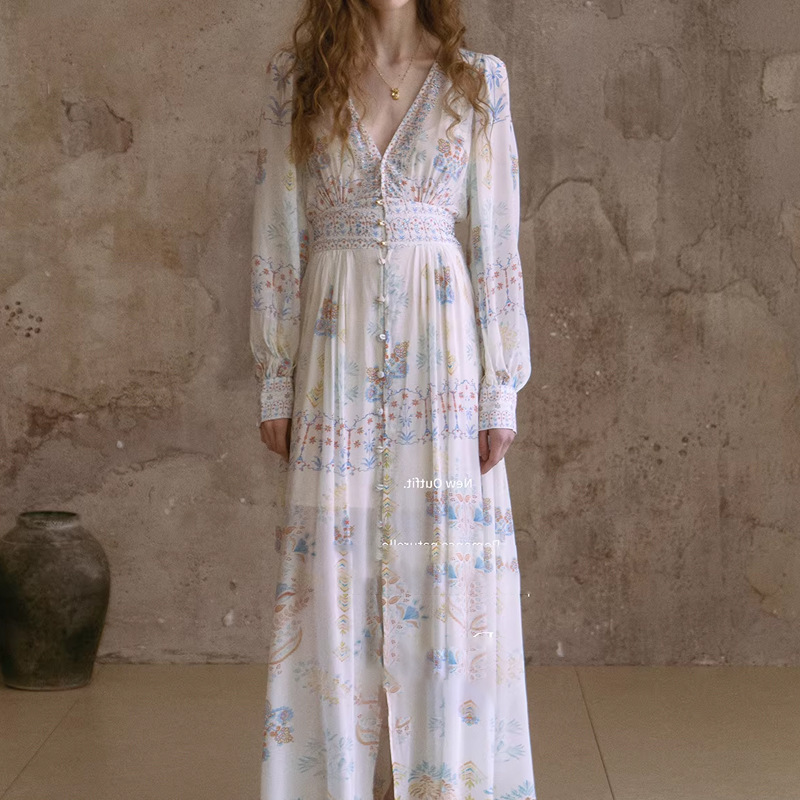 In-Stock P.T Silk Traveler Silk Double Wrinkle Floral French-Style Dress for Women, Korean Style, New Spring Model, Elegant A-Line Dress In-Stock P.T Silk Traveler Silk Double Wrinkle Floral French-Style Dress for Women, Korean Style, New Spring Model, Elegant A-Line Dress