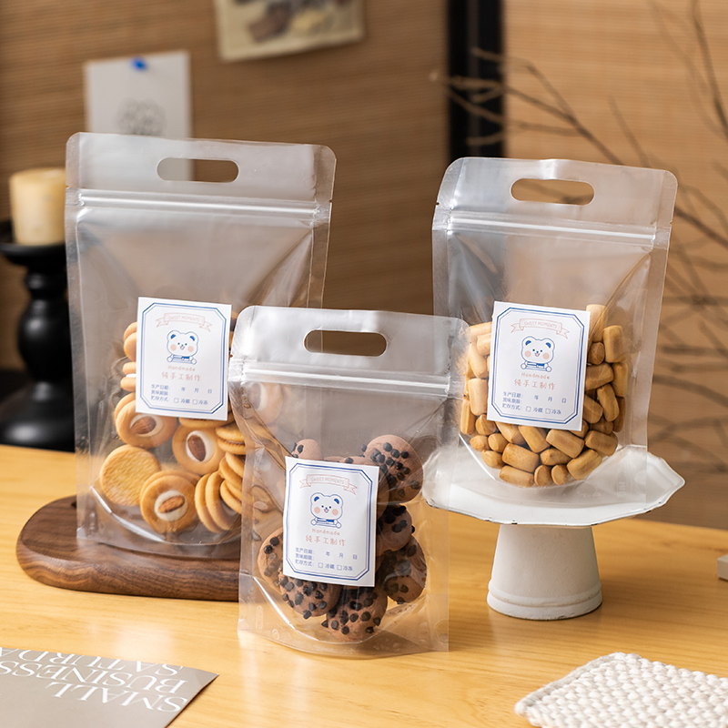 Bolsas de galletas de copo de nieve caramelo nougat toffee barco de arroz glutinoso bolsas de regalo de Año Nuevo horneado portátil sellado