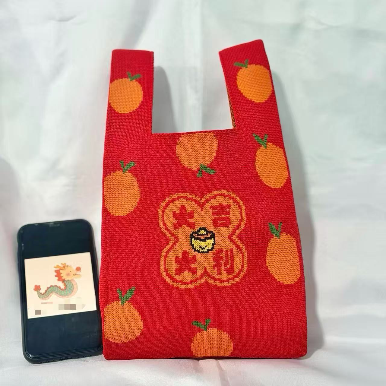 新款户外百搭针织托特包网红手办包包手机收纳包包ins女士手提包