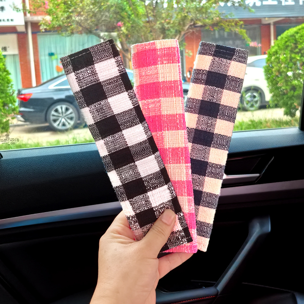Casual Plaid Car Seat Belt Shoulder Cover Car Shoulder Cover High-End Fabric Anti-Wear Car Interior Supplies