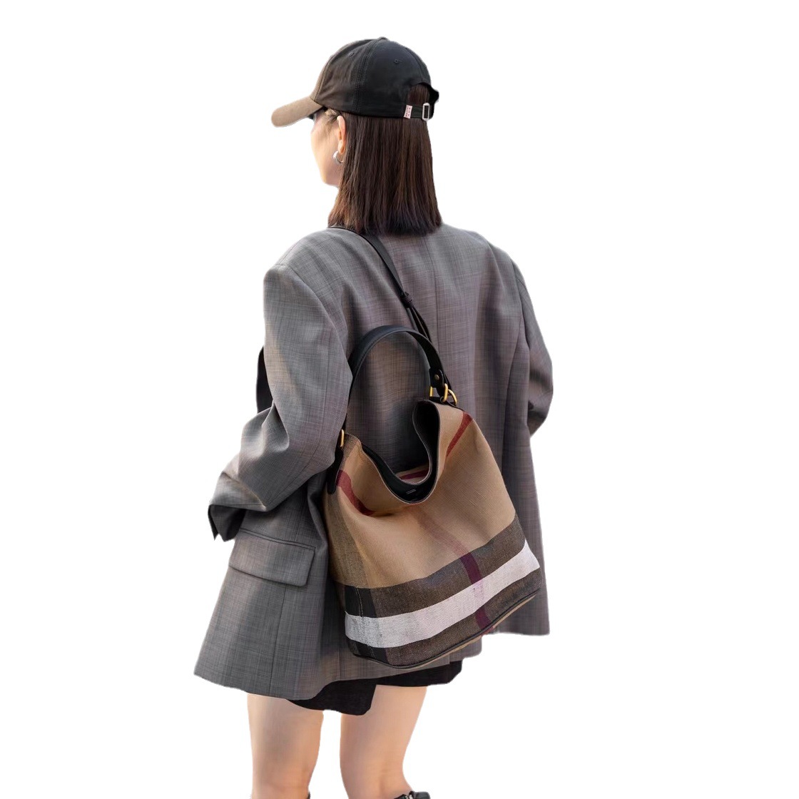 2024 새로운 면 및 리넨 토트 백 여성 캔버스 가죽 핸드백 핸드백 대용량 쇼핑백 미라 백