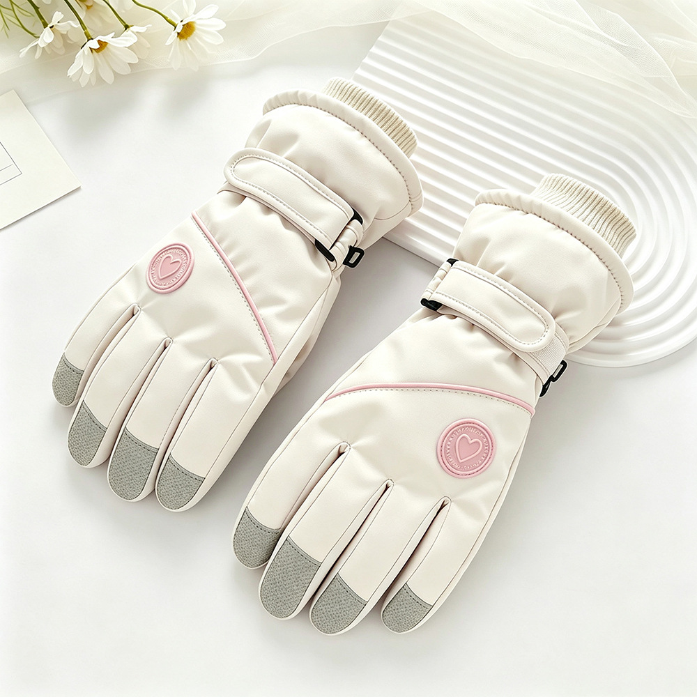 Guantes de esquí para hombres y mujeres en invierno, resistentes al viento y al frío, guantes cálidos con forro polar y engrosados, guantes antideslizantes con pantalla táctil para ciclismo al aire libre
