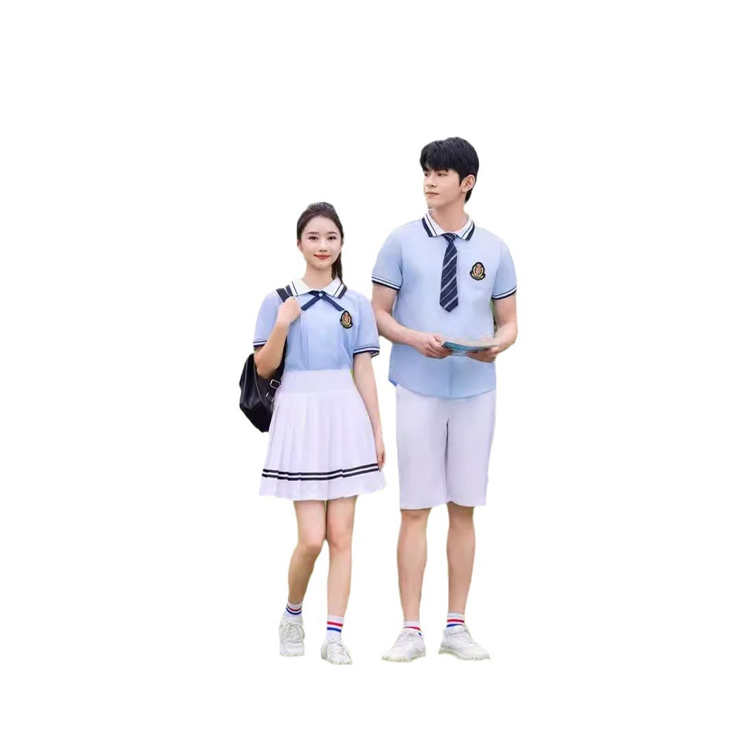 교복 세트 고교 졸업반 교복 여름 반팔 중학생 고등학교 공연 유니폼 아카데미 스타일 스포츠 회의