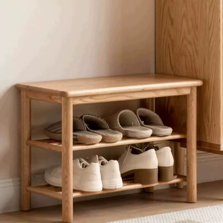 Дубовый стул для обуви Чистая деревянная стойка для обуви