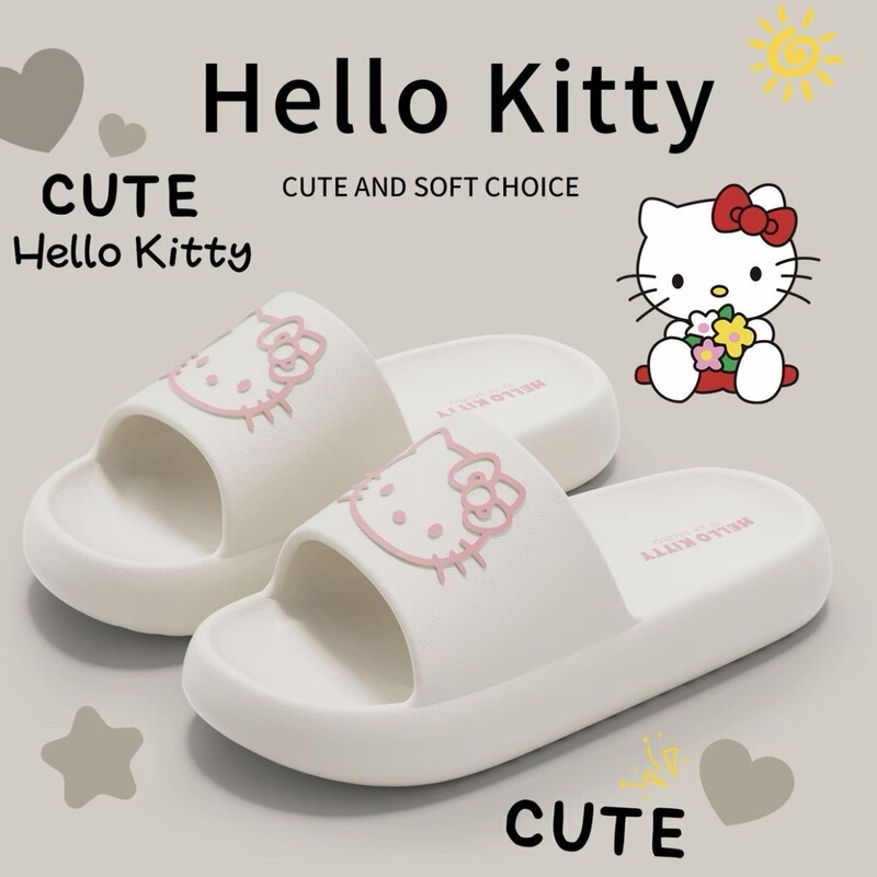 Hello Kitty Cute Cartoon Eva Slippers for Women, Summer Indoor Non-Slip Thick-Soled Slippers with a Soft Stepping Feel Hello Kitty Cute Cartoon Eva Slippers for Women, Summer Indoor Non-Slip Thick-Soled Slippers with a Soft Stepping Feel