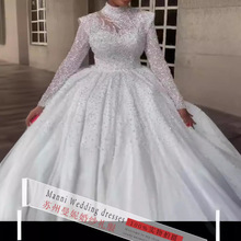 2024新款亚马逊外贸婚纱礼服 跨境非洲新娘结婚蕾丝婚纱厂家货源