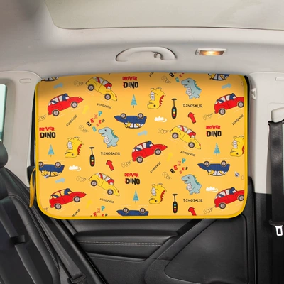 and Heat Insulation Baffle Cartoon – Car curtains - car-yellow-single-layer-magnet-suction-cup