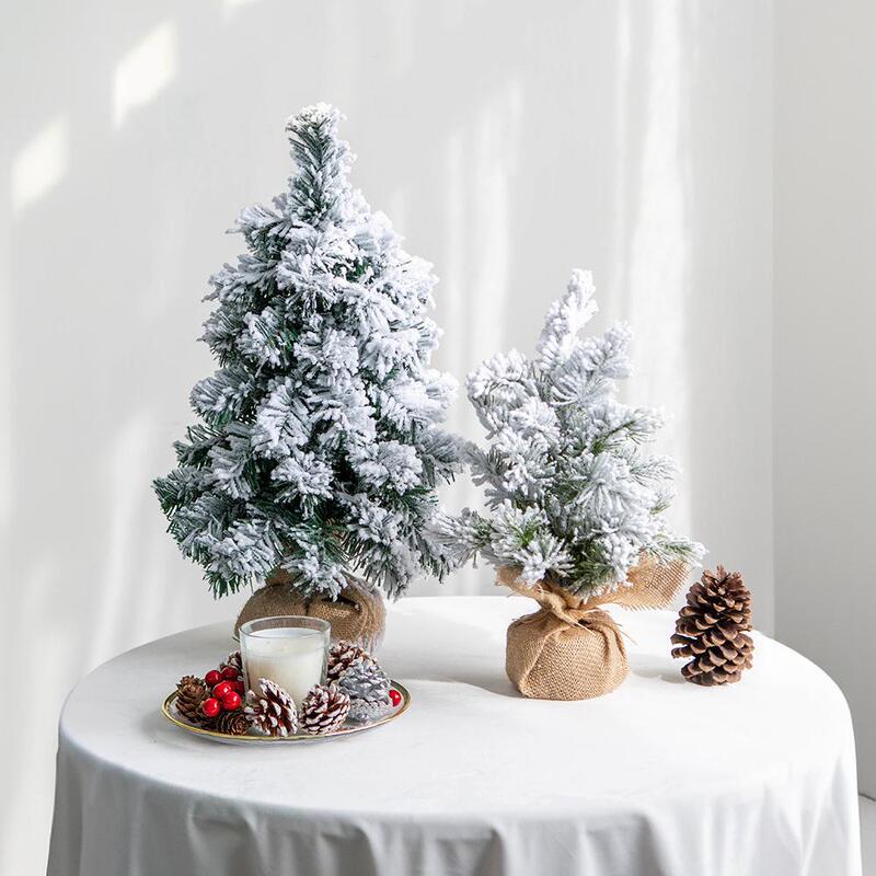 厂家批发圣诞桌面植绒树40cm50cm积雪圣诞树圣诞节桌面装饰|undefined