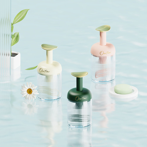 Independently designed light luxury rotating bubbler bubble facial cleanser shampoo manual press bubbler bubble bottle