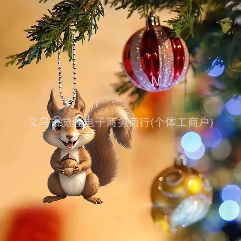 Nuevo creativo adorable ardilla decoración de vacaciones colgante de decoración interior de automóviles transfronterizos colgantes de fiestas para el hogar colgantes image 2