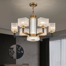 新中式客厅吊灯全铜新款高档中国风简约水晶玻璃卧室餐厅包厢吊灯