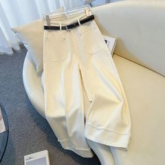 妙臻春季纯色奶奶裤牛仔九分裤女爆款宽松阔腿裤子小个子显瘦2218