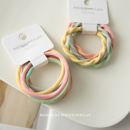 1 card, 5 pieces, spring color, simple, fresh and basic headband set, versatile, high-elastic hair-tying rubber band, hairband for women
