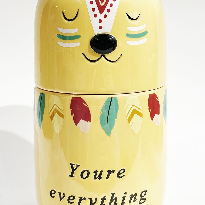 Ceramic Special-shaped Kitten Shaped Biscuit Jar Cartoon Cat Candy Jar Cartoon Animal Daily Ceramic Storage Jar