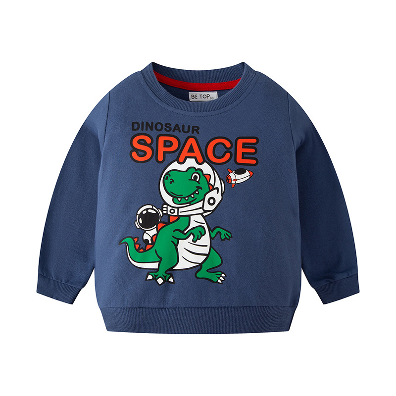 Ropa infantil de alta calidad 2026, ropa de otoño para niños, sudadera con letras de dibujos animados estilo coreano, suéter infantil de manga larga, venta al por mayor