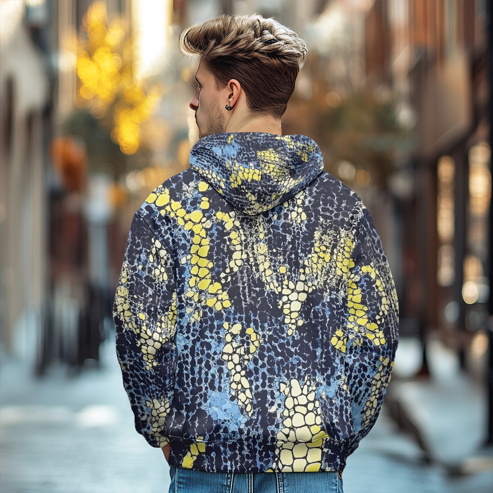 Giacca in cotone spesso con cappuccio e cerniera da uomo, stile europeo stampato, autunno/inverno 2024_voghion.com