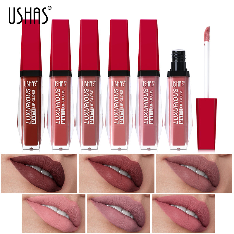 USHAS6 Farbe flüssiger Mund roter Lippenglanz für Frauen_voghion.com