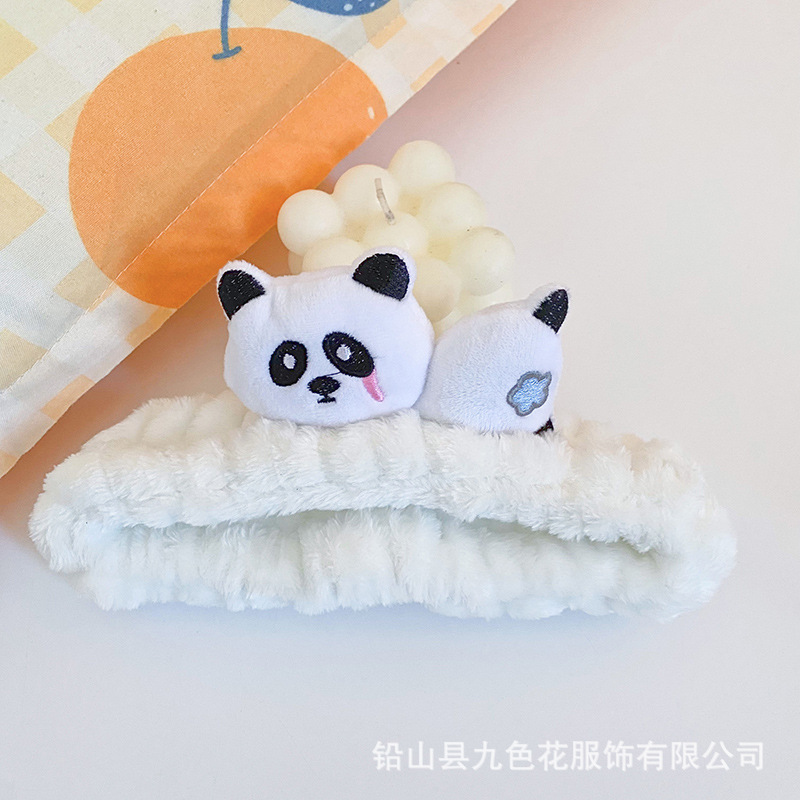 Lindo de la historieta acostado animal tridimensional muñeca banda de pelo maquillaje belleza diadema de terciopelo de coral diadema de suministro directo de fábrica