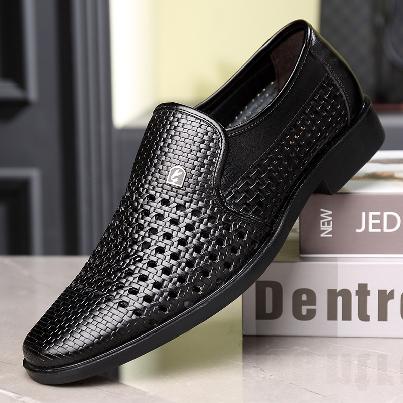 Perforated Shoes Men's Sandals Leather Summer Leather Sandals Men's Hole Shoes Hundred Towers Hollow White Business Dress Casual Shoes