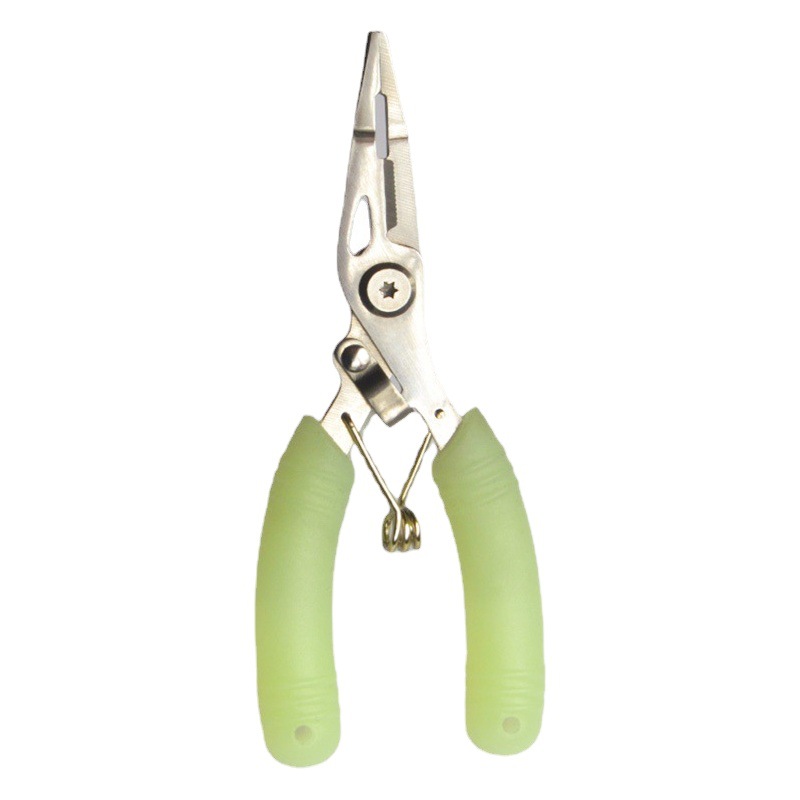 New fluorescent color flat pliers small size stainless steel binding wire cutting line luminous road pliers multifunctional fishing cutting pliers