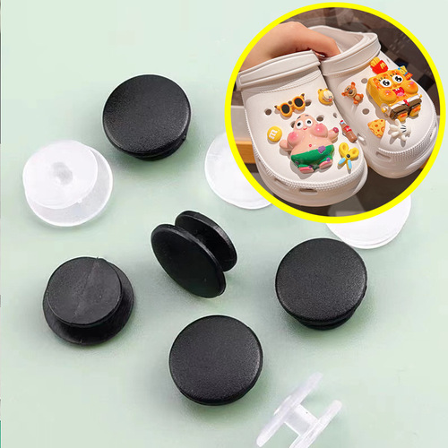 Croc shoes decorative connection buckle buckle shoe buckle shoe flower diy transparent black base I-shaped video cartoon accessories