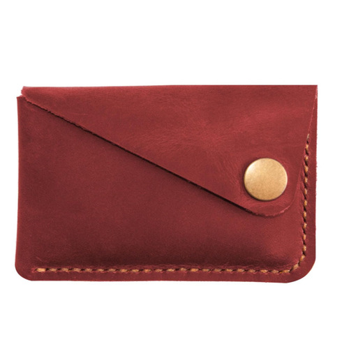 Best-selling handmade retro PU leather card case with creative small snap fastener zero wallet mini portable name card card holder