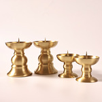 黄铜烛台光面家用供奉礼佛佛前祠堂铜蜡烛台油灯灯座佛具