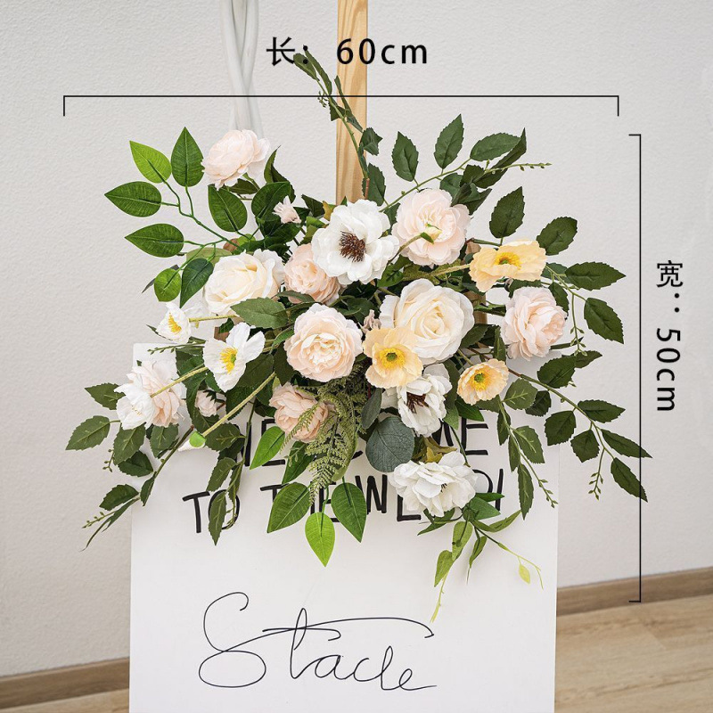 新款路引排花艺地排绢花订婚宴仿真成品大款装饰花布置婚庆婚礼|undefined