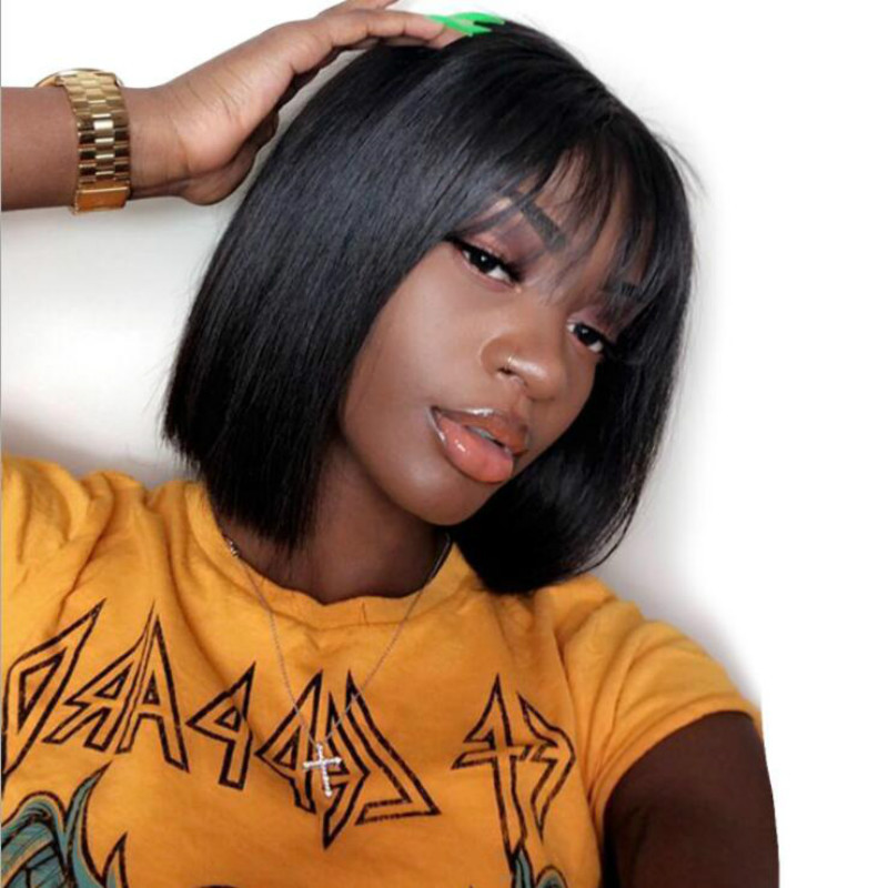 Comercio exterior cabello corto y recto pelucca femenina personalidad africana chica caliente moda europea y americana corta bobobo cabeza de fibra química cubierta de cabeza