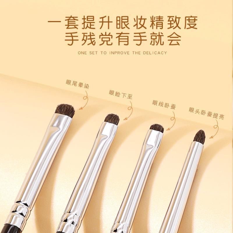 Nuevos 4 pinceles delineador de ojos de imitación de pelo de caballo, pinceles para detalles de sombra de ojos, pinceles de maquillaje de ojos, corrector de manchas finas, juego de pinceles portátil