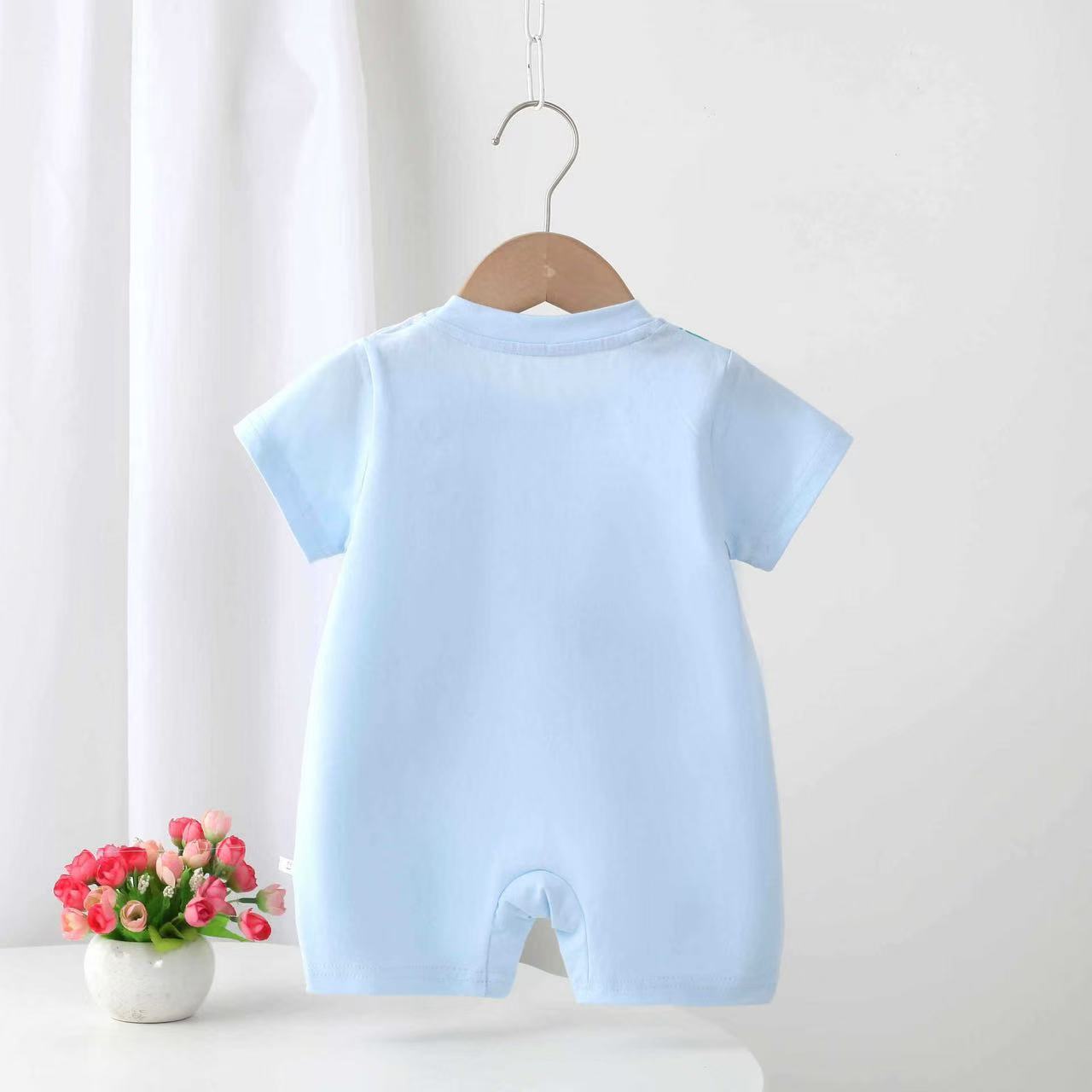 Ropa de verano de una pieza para bebés y niños pequeños, caderas finas, perros, mangas cortas, mangas cortas de verano, mameluco