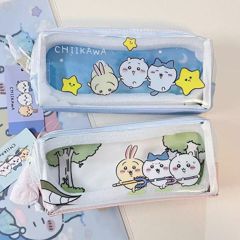 日系ckw星星吉伊小八透明笔袋防水收纳文具chiikawa星星捕猎笔袋|undefined