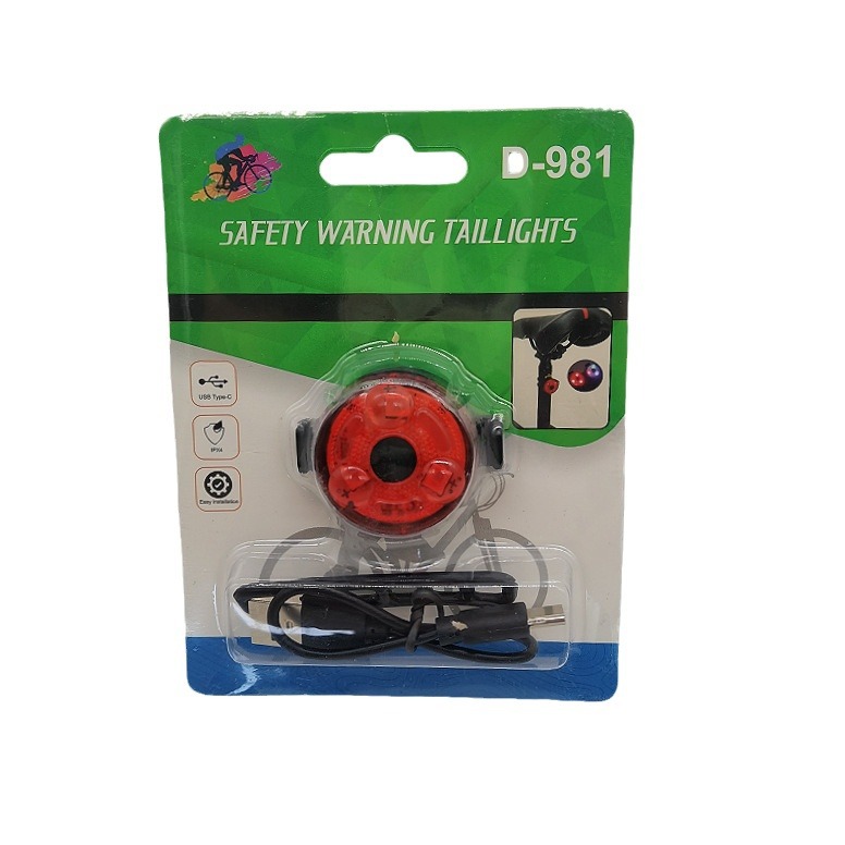 Luz de bicicleta de montaña luz trasera luz de advertencia redonda recargable carretera de montaje nocturno equipo de motocicleta de patineta flash