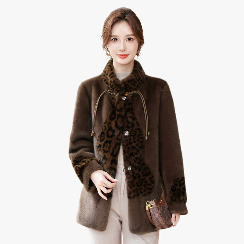 Elite demi-season coat for mother, velvet jacket, for middle age, plus size