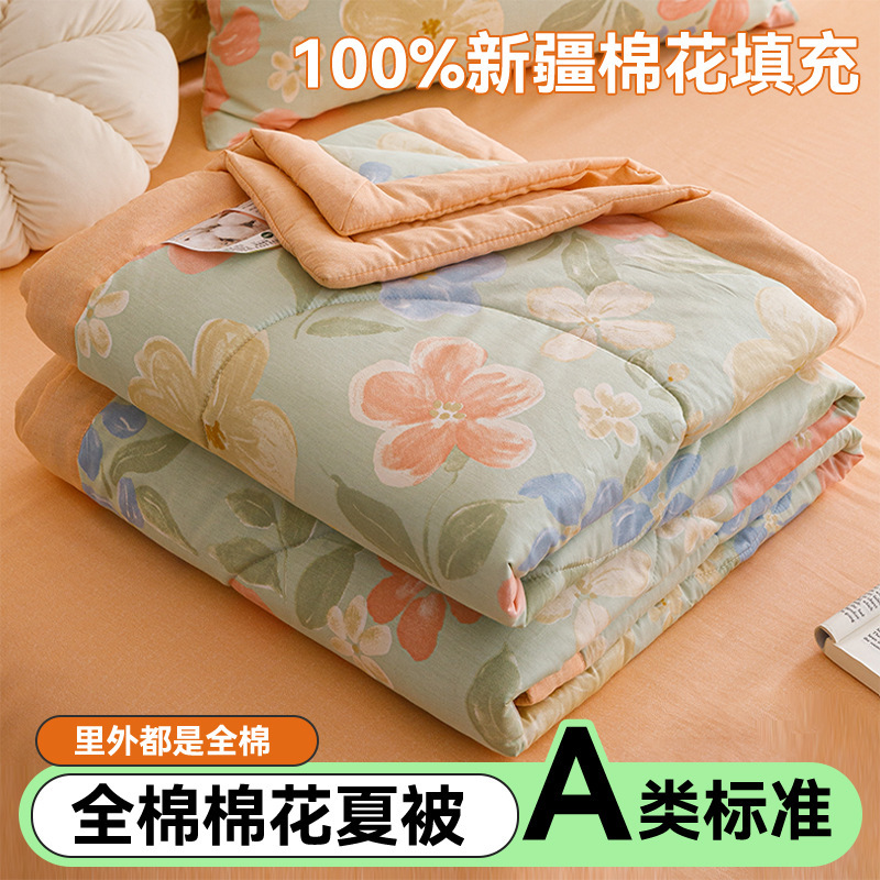 Edredón de aire acondicionado lavable de algodón de clase A, núcleo de edredón de algodón de Xinjiang, edredón de algodón impreso de verano, edredón de regalo doble