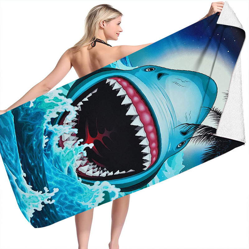 Beach Towel Marine Shark Series Microfiber Double-sided Fleece Beach Towel Swimming Bath Towel Varied Square Towel Beach Towel