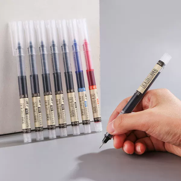 Quick-drying Straight Liquid Ball Pen 0.5mm Black Colorful Gel Pen Student Exam Needle Tube Water Pen Carbon Pen