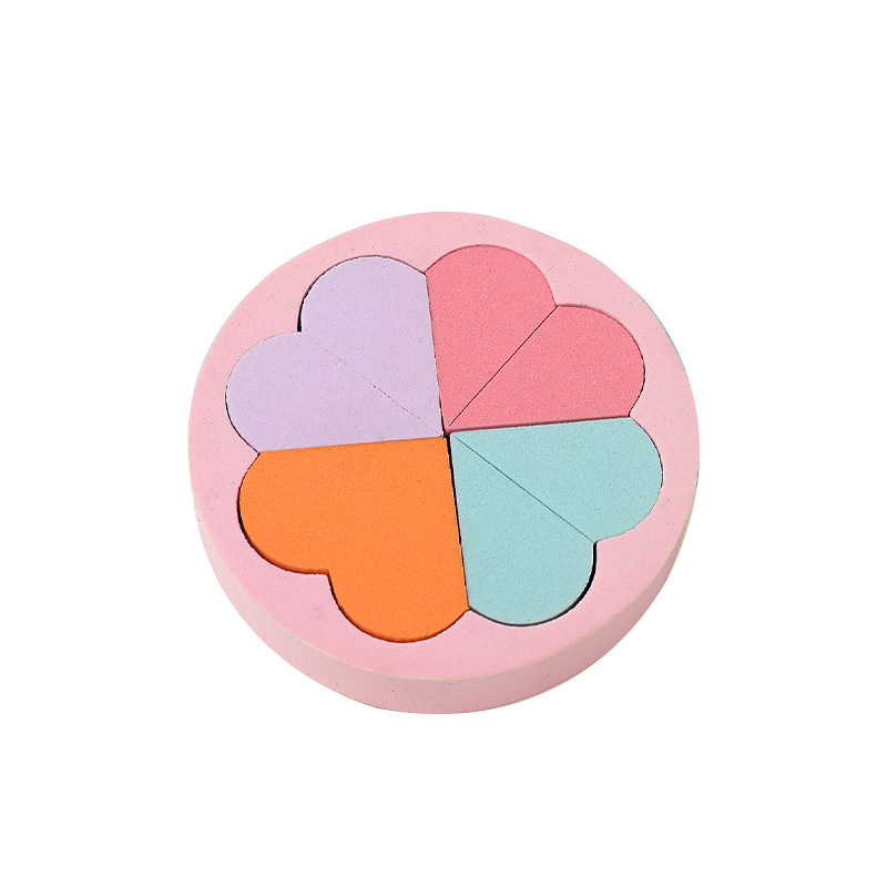 Puff plano personalizado de fábrica, triángulo, seis pétalos redondos, ocho, esponja cosmética sin látex, grande en el agua, transfronterizo